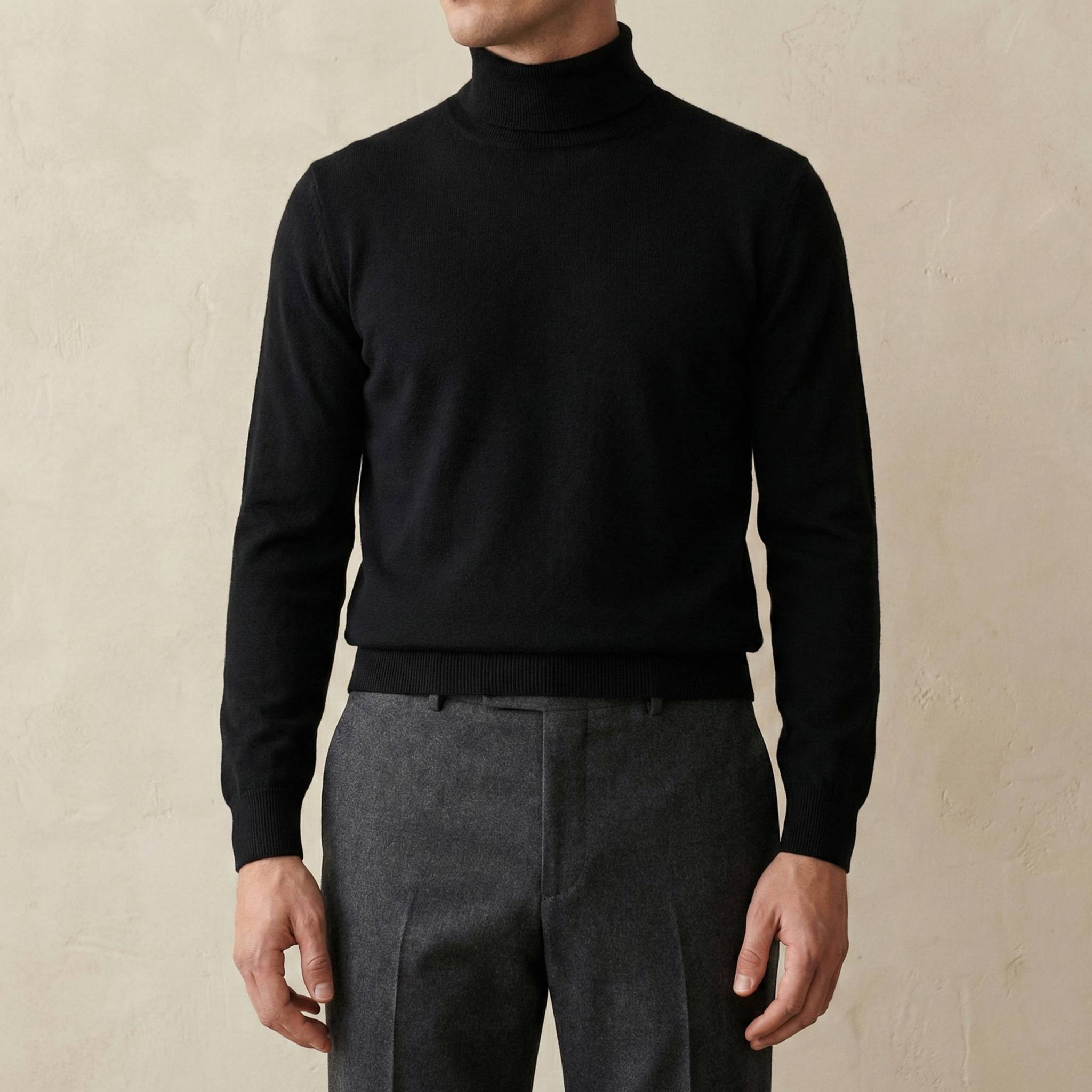 Fine Knit Turtleneck - Black