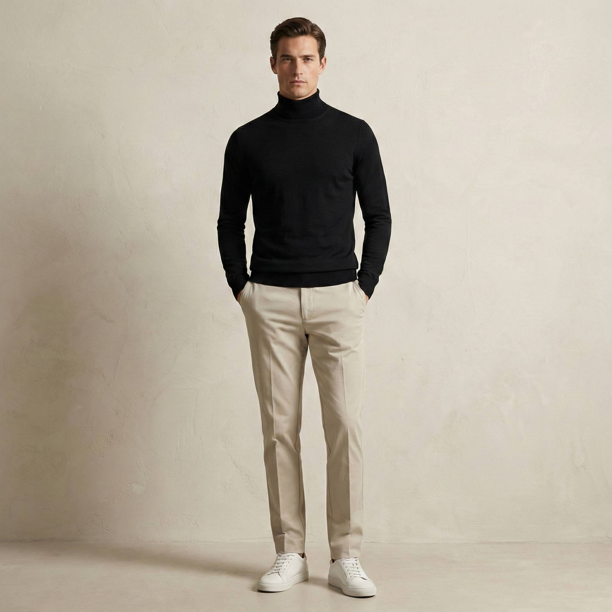 Fine Knit Turtleneck - Black