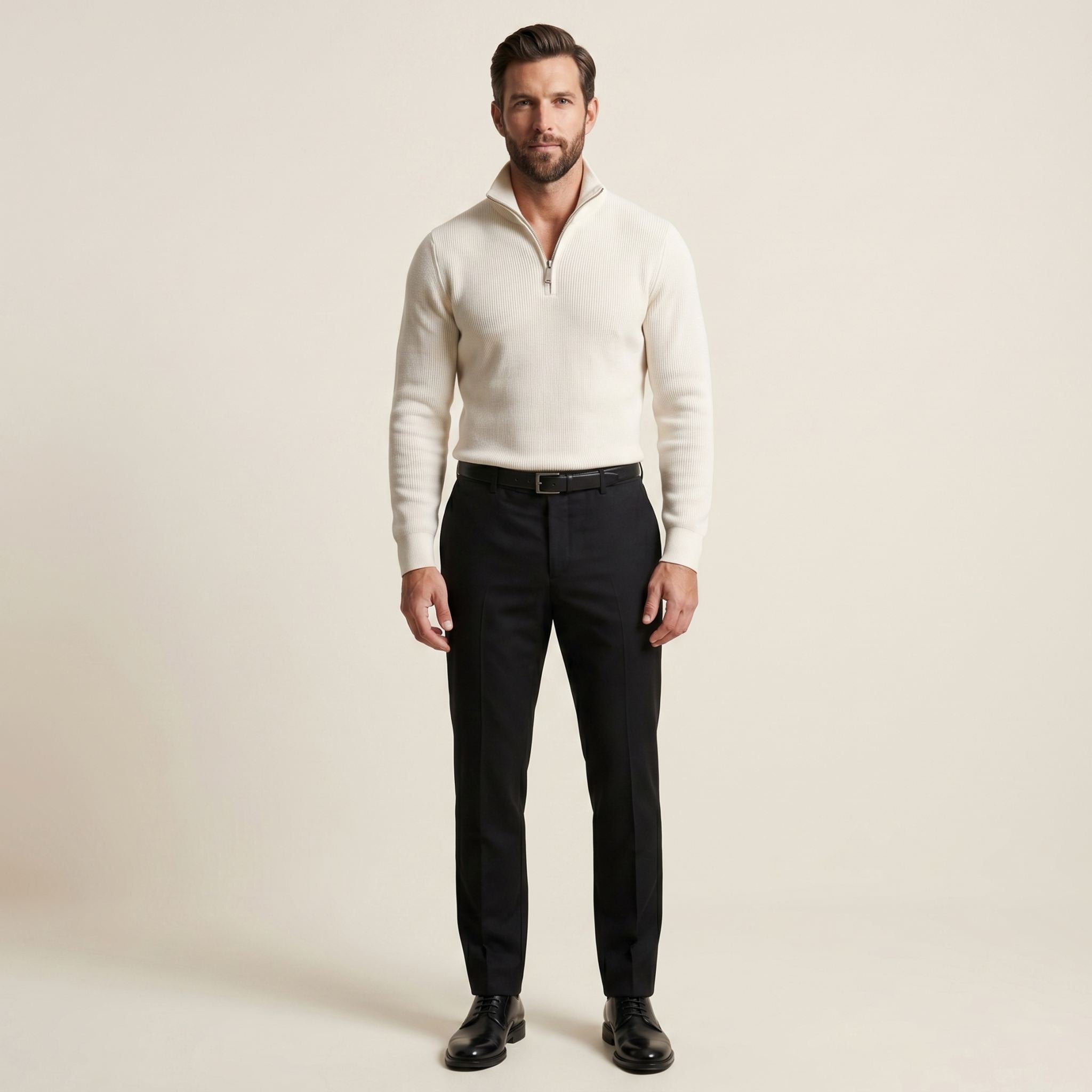 Fine Knit Half-Zip - White