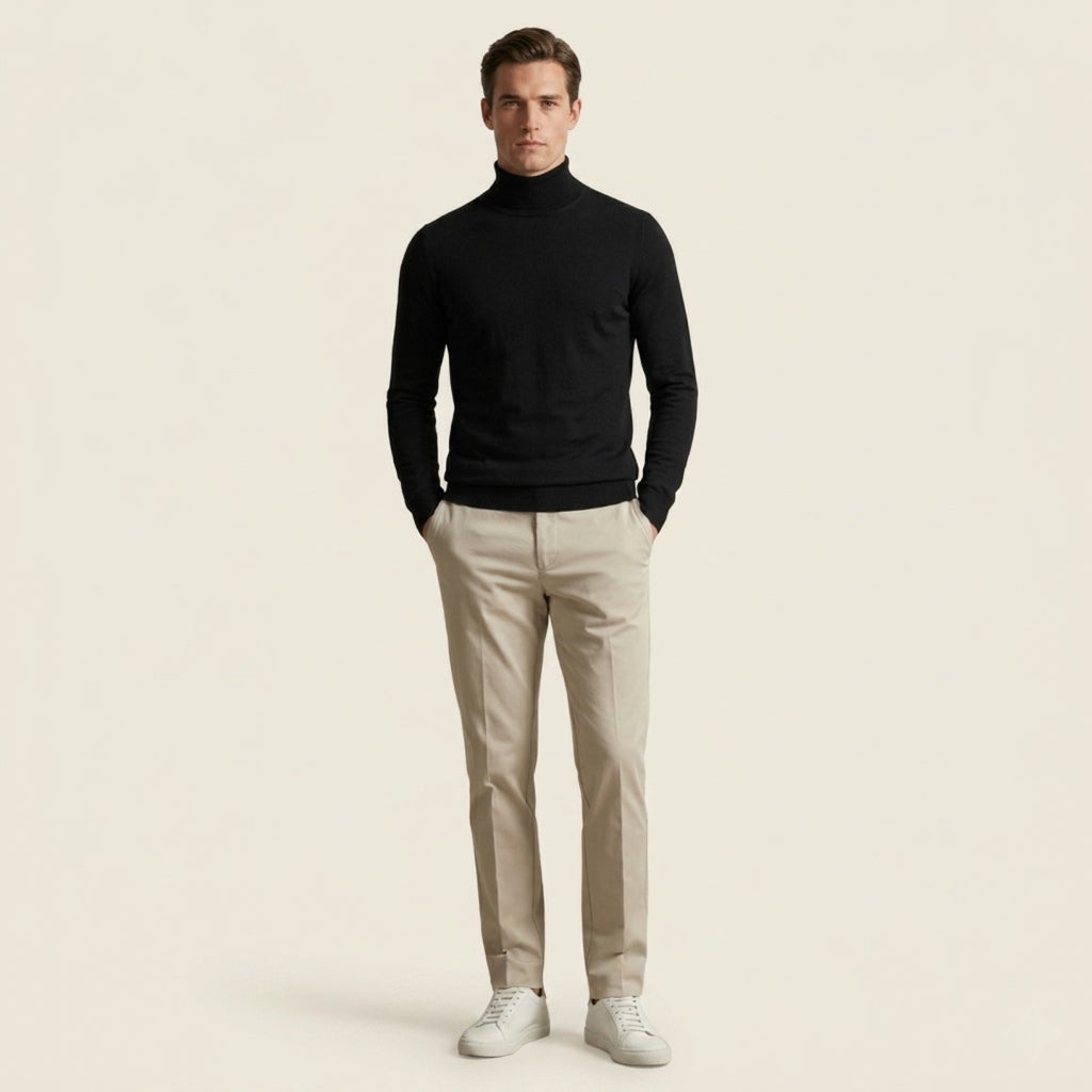 Fine Knit Turtleneck - Black