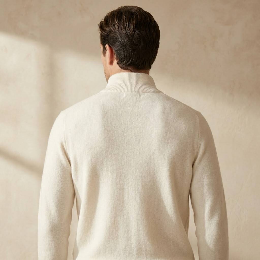 Fine Knit Half-Zip - White