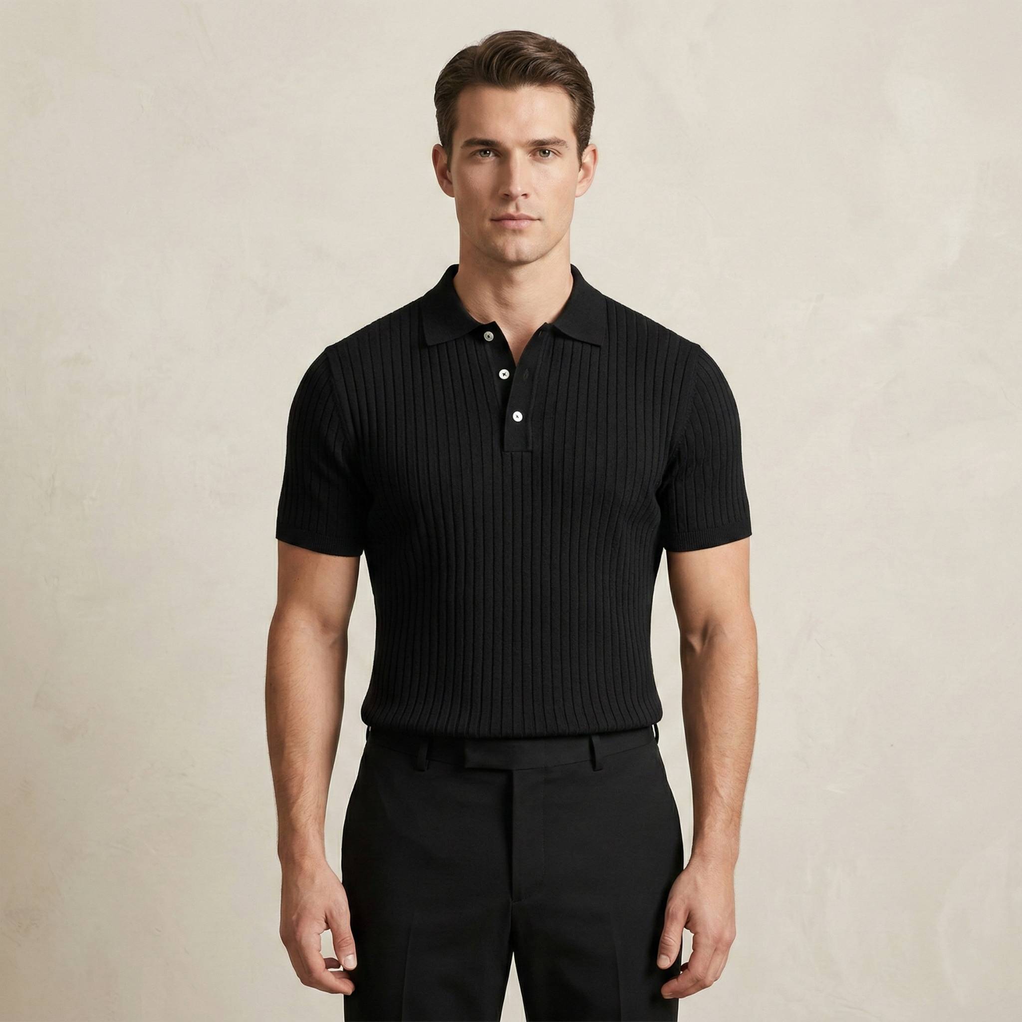 Atlas Meridian Knitted Polo - Black