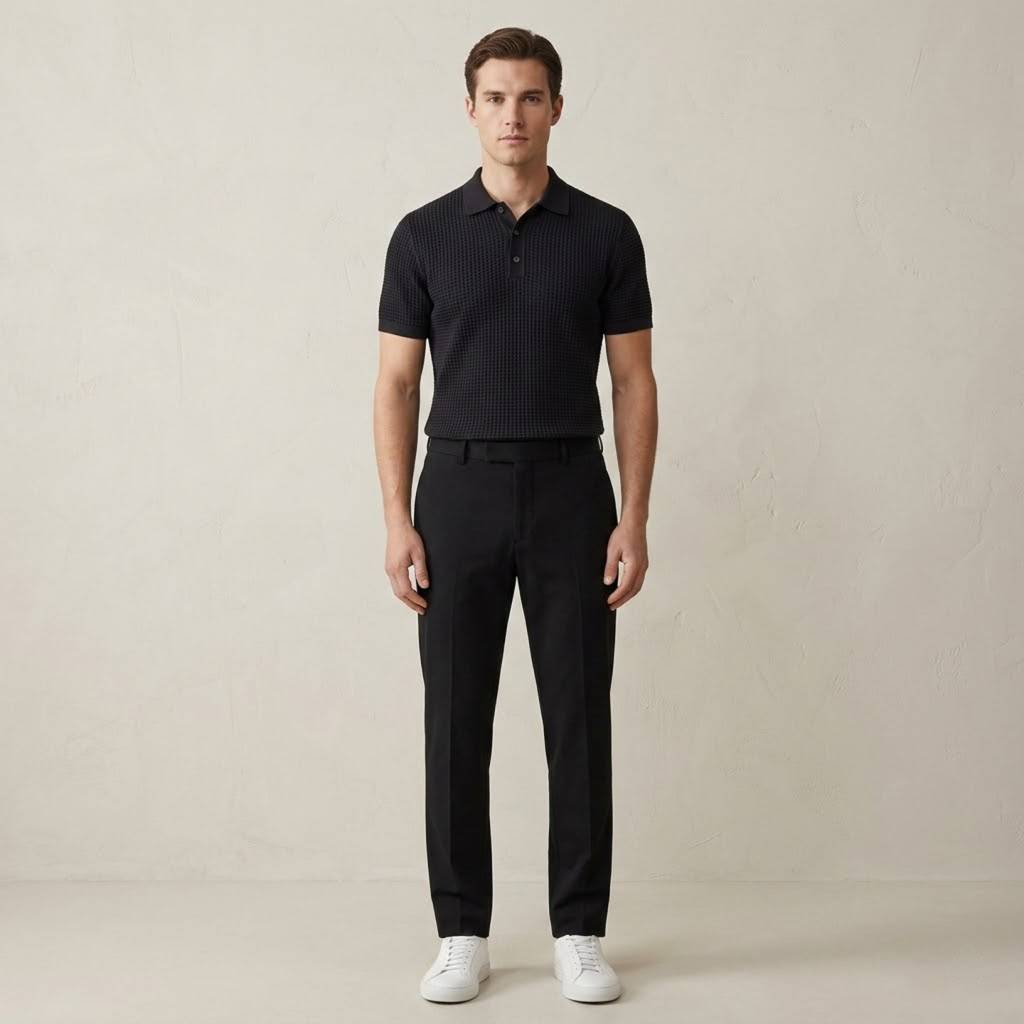Elements Waffle Knit Polo - Carbon Black