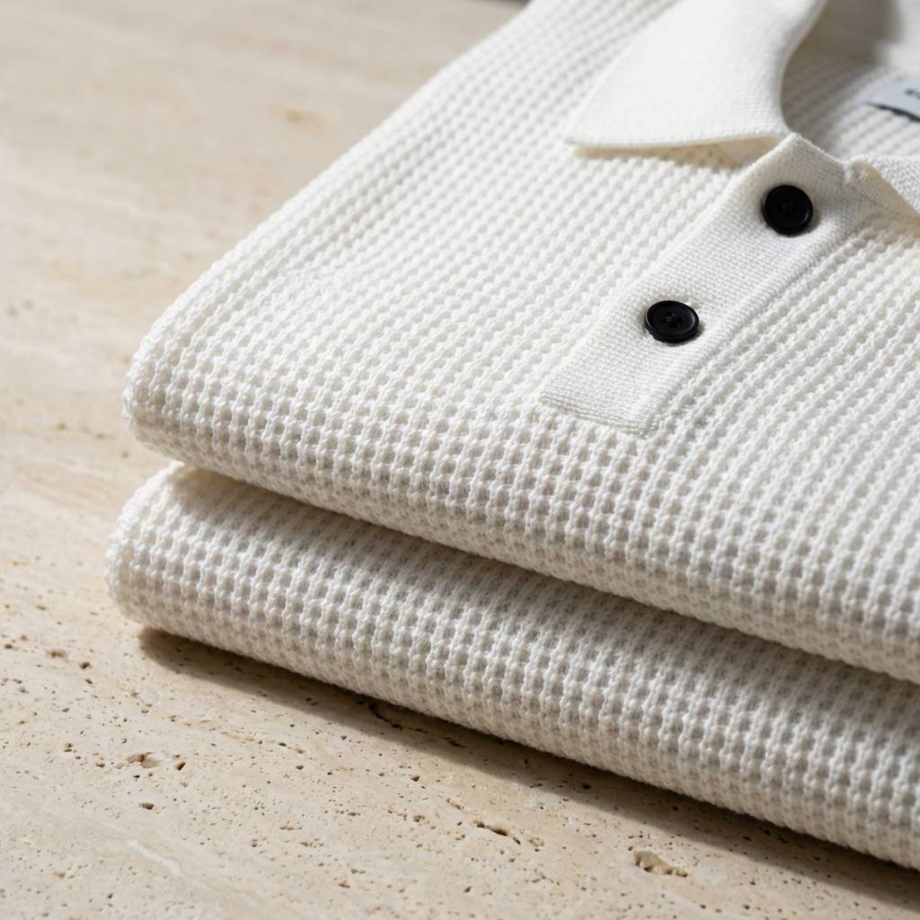 Elements Waffle Knit Polo - Pure White