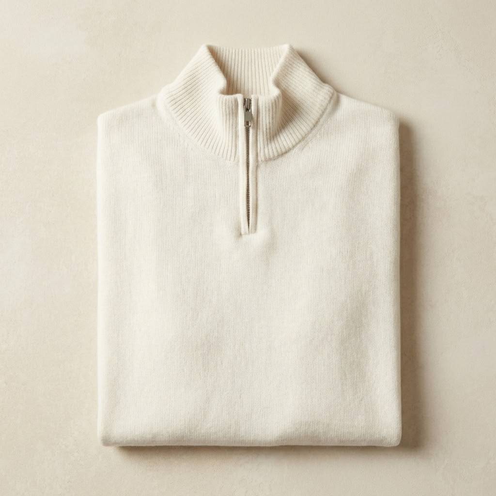 Fine Knit Half-Zip - White