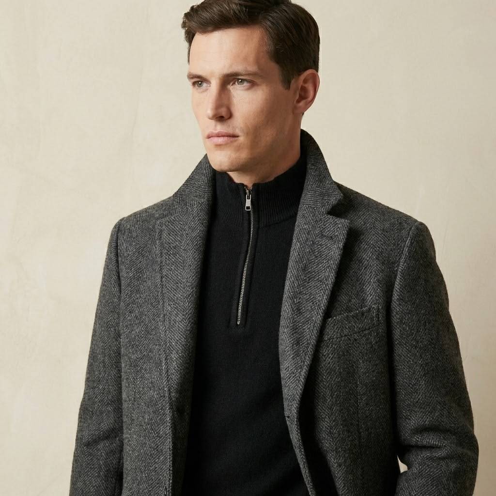 Fine Knit Half-Zip - Black