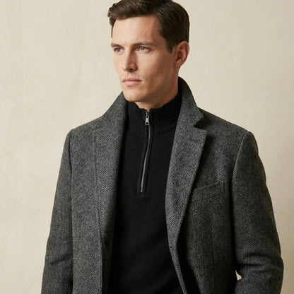 Fine Knit Half-Zip - Black