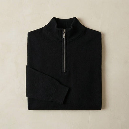 Fine Knit Half-Zip - Black
