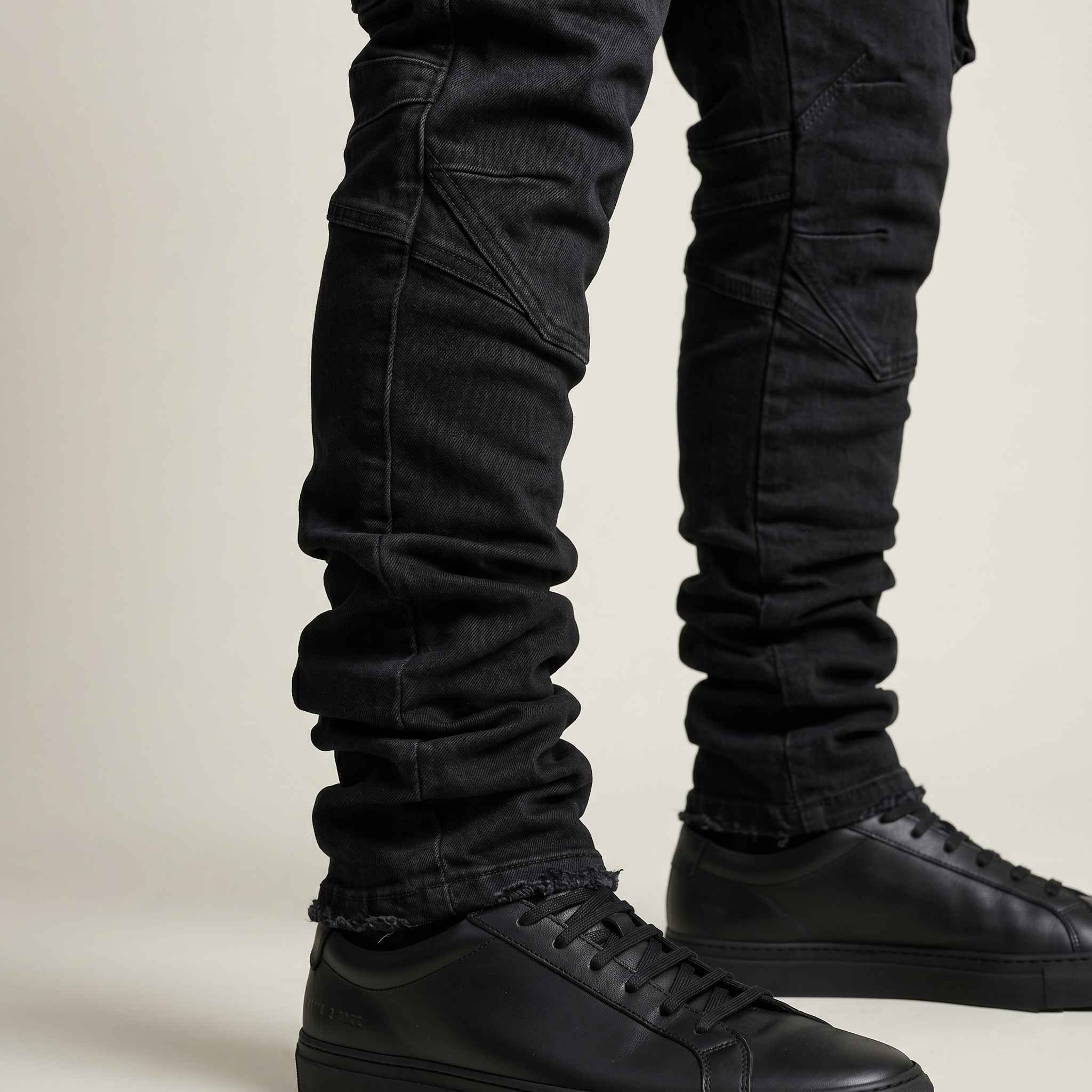 Stacked Moto Cargo Denim - Black
