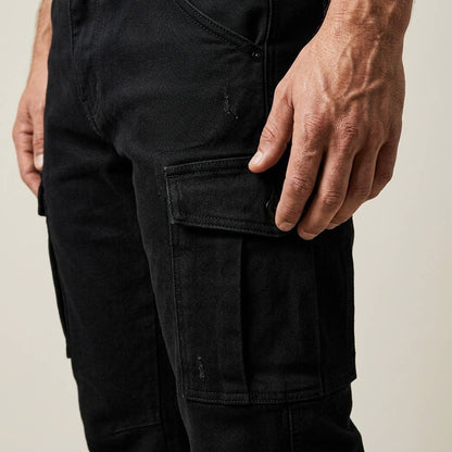 Stacked Moto Cargo Denim - Black