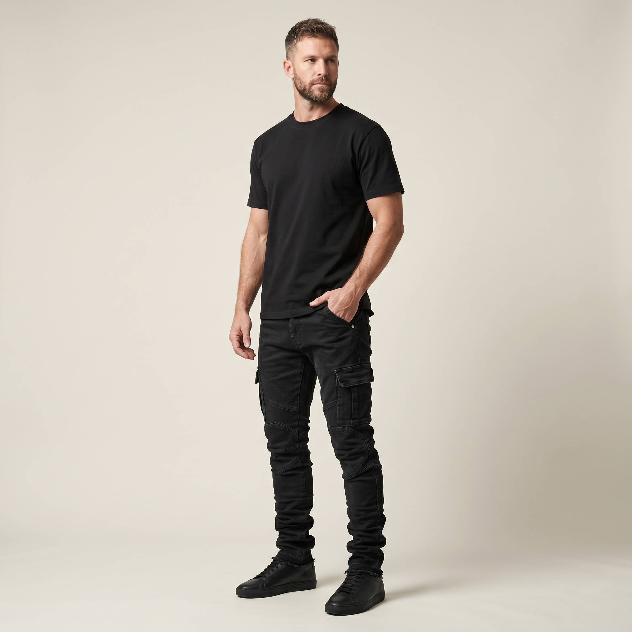 Stacked Moto Cargo Denim - Black