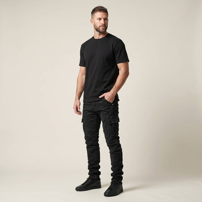 Stacked Moto Cargo Denim - Black