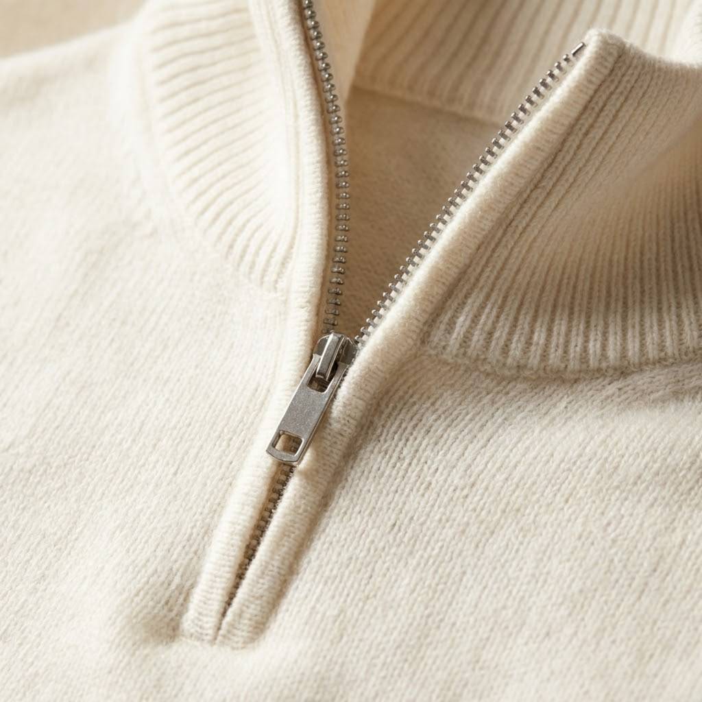 Fine Knit Half-Zip - White