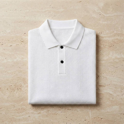 Elements Waffle Knit Polo - Pure White