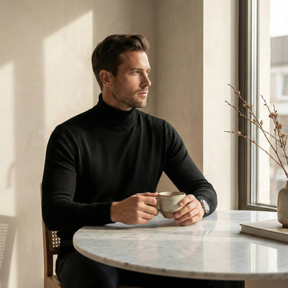 Fine Knit Turtleneck - Black