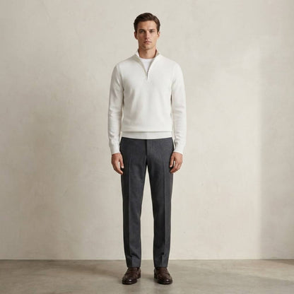Fine Knit Half-Zip - White