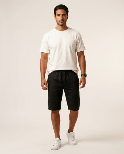 Riviera Linen Shorts — Black
