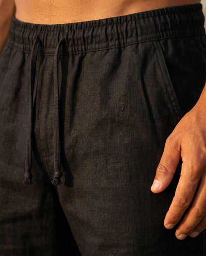 Riviera Linen Shorts — Black