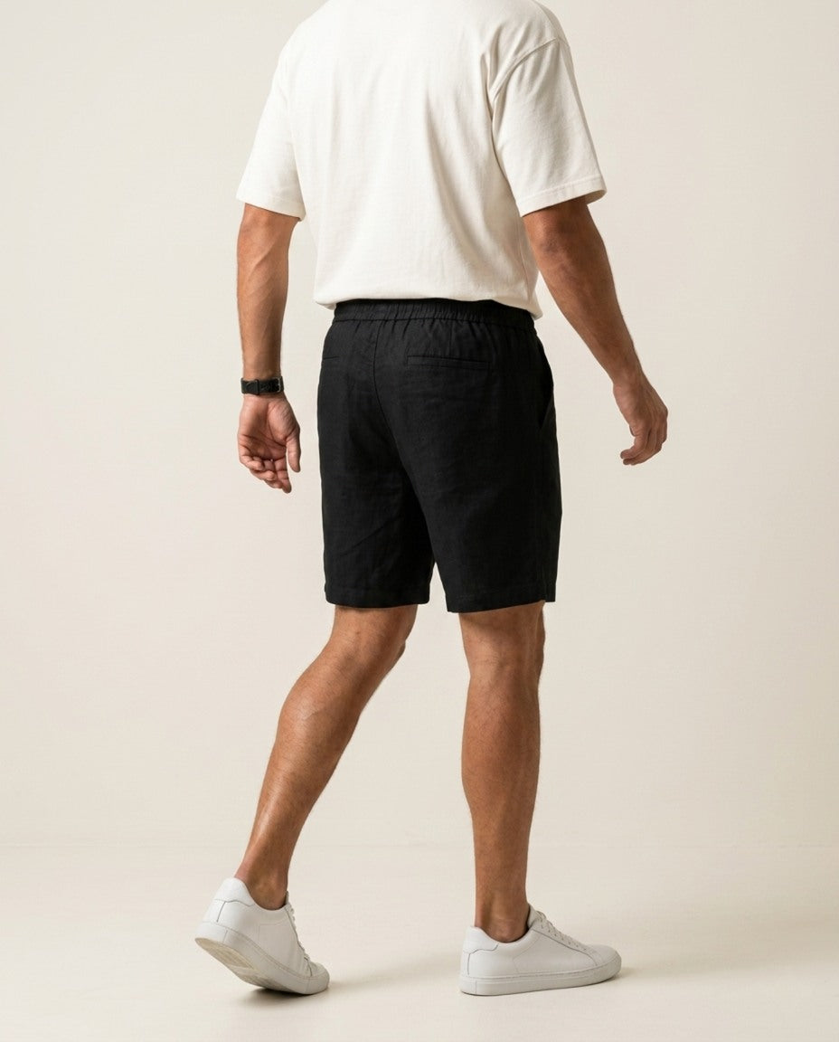 Riviera Linen Shorts — Black