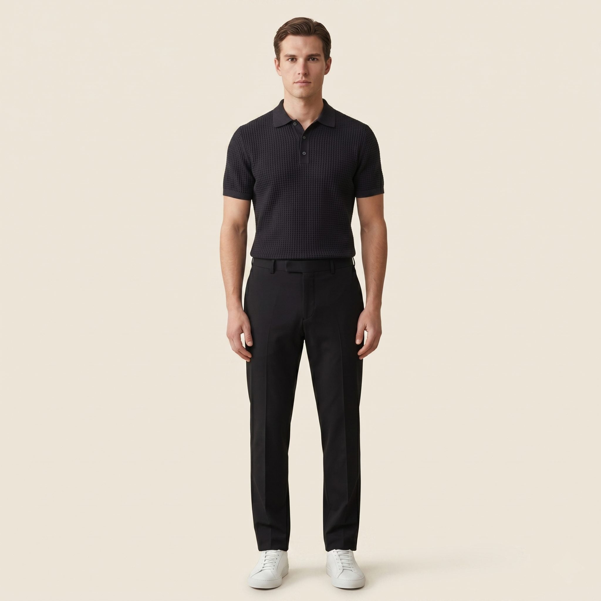 Elements Waffle Knit Polo - Carbon Black