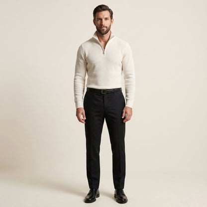 Fine Knit Half-Zip - White