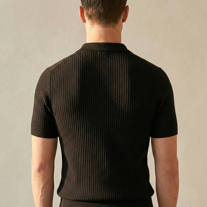 Elements Waffle Knit Polo - Carbon Black