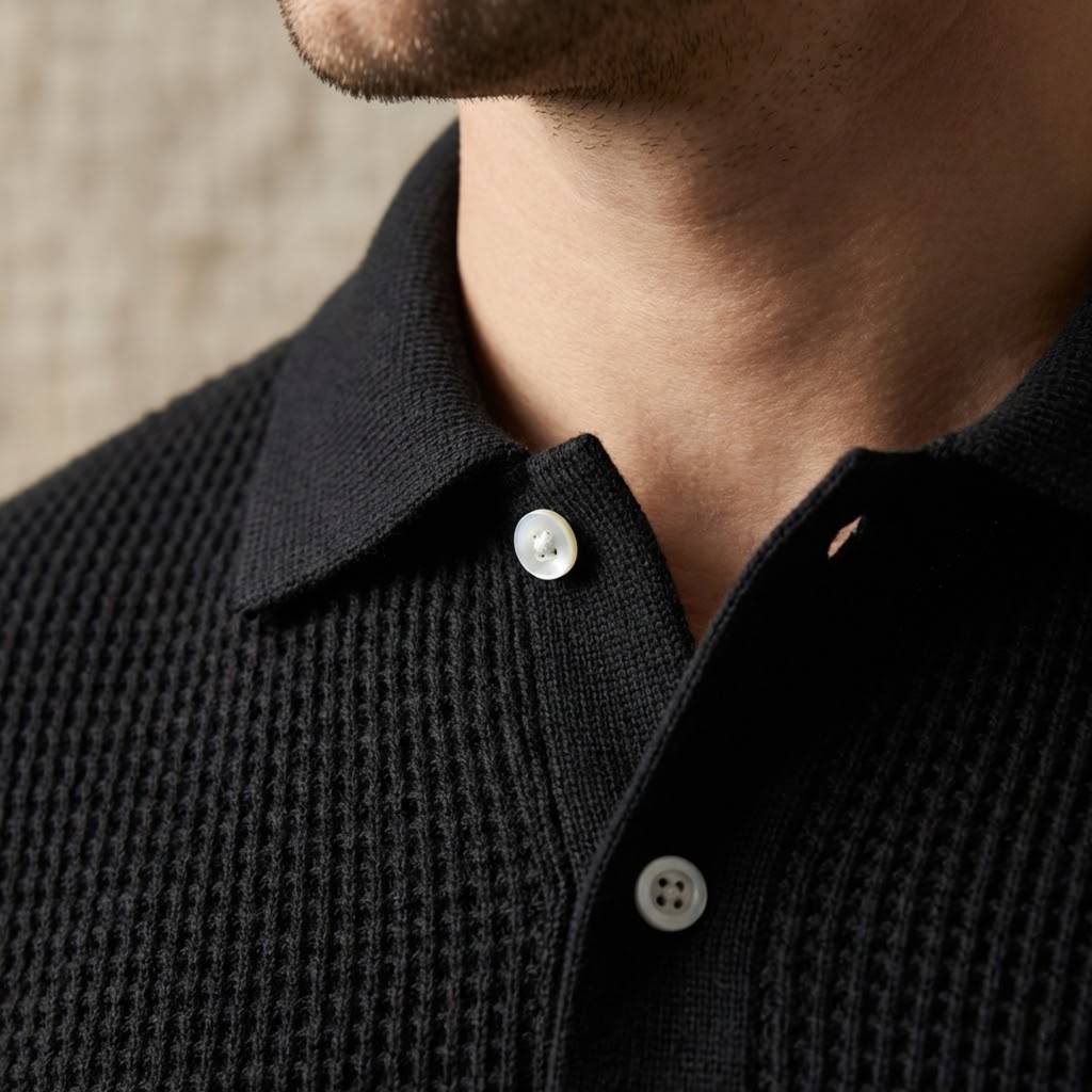 Elements Waffle Knit Polo - Carbon Black