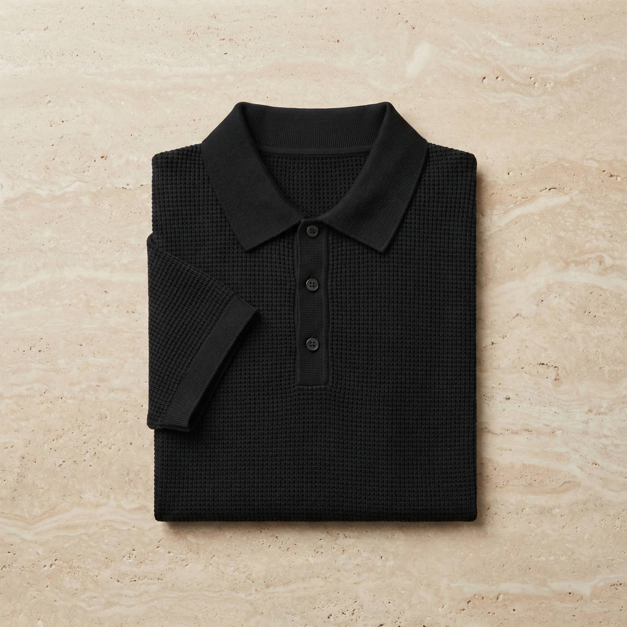 Elements Waffle Knit Polo - Carbon Black