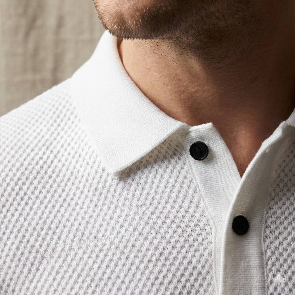 Elements Waffle Knit Polo - Pure White