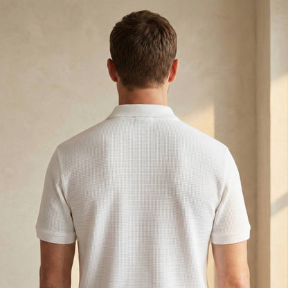 Elements Waffle Knit Polo - Pure White