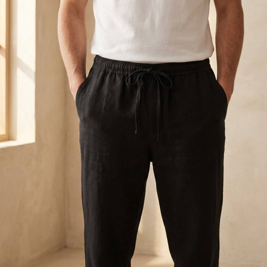 Riviera Linen Trousers - Black