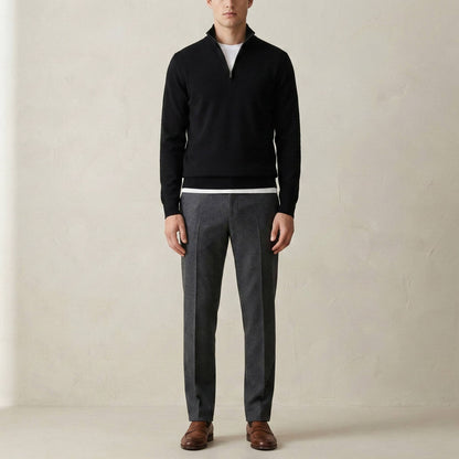 Fine Knit Half-Zip - Black