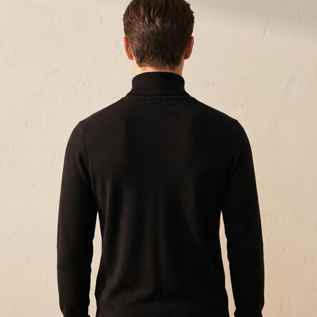 Fine Knit Turtleneck - Black
