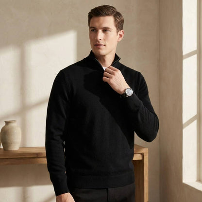 Fine Knit Half-Zip - Black