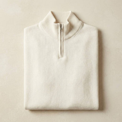 Fine Knit Half-Zip - White