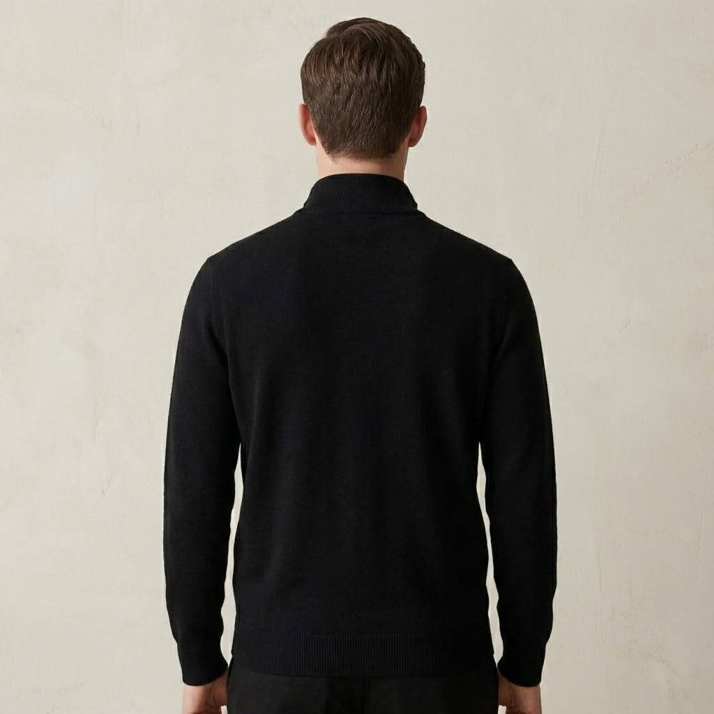 Fine Knit Half-Zip - Black